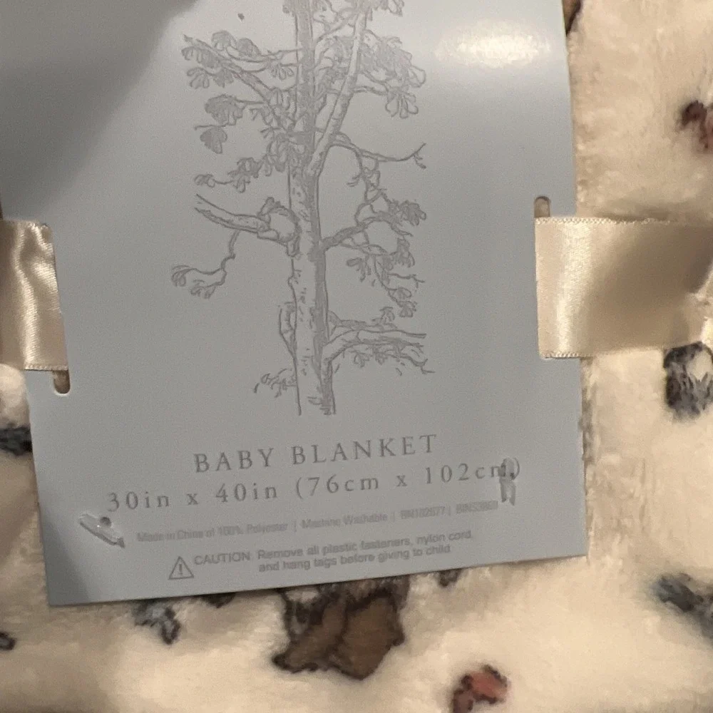 NEW! IVORY Soft Fleece CLASSIC POOH &‎ Piglet FRIENDS Plush Baby BLANKET 30x40